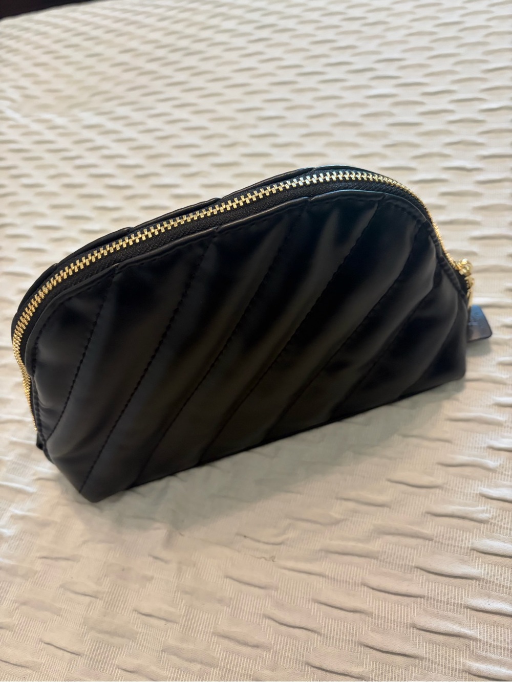 Yves Saint Laurent Black Quilted Cosmetic Pouch with Gold Hardware
